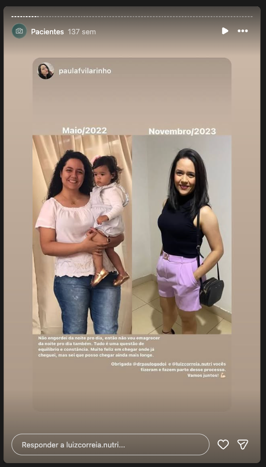 Depoimento de paciente compartilhado no Instagram 6