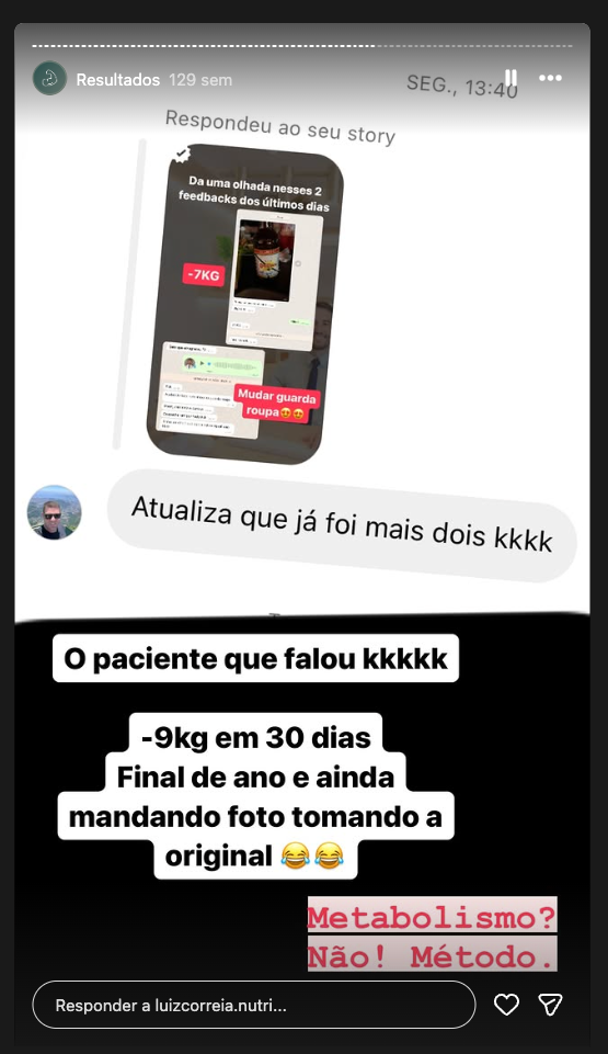Depoimento de paciente compartilhado no Instagram 3